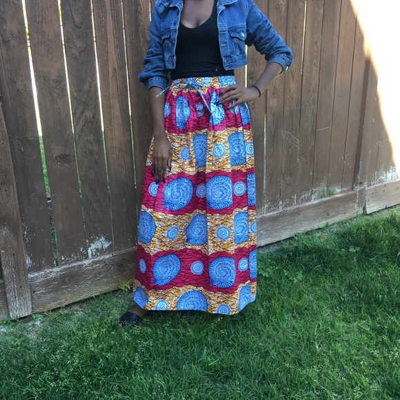 African Wax Print Ankara Maxi Skirt New - Picture 1 of 4
